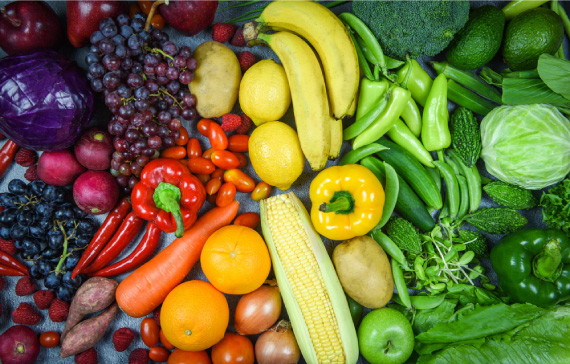 Frutas y verduras de una nutricionista vegana